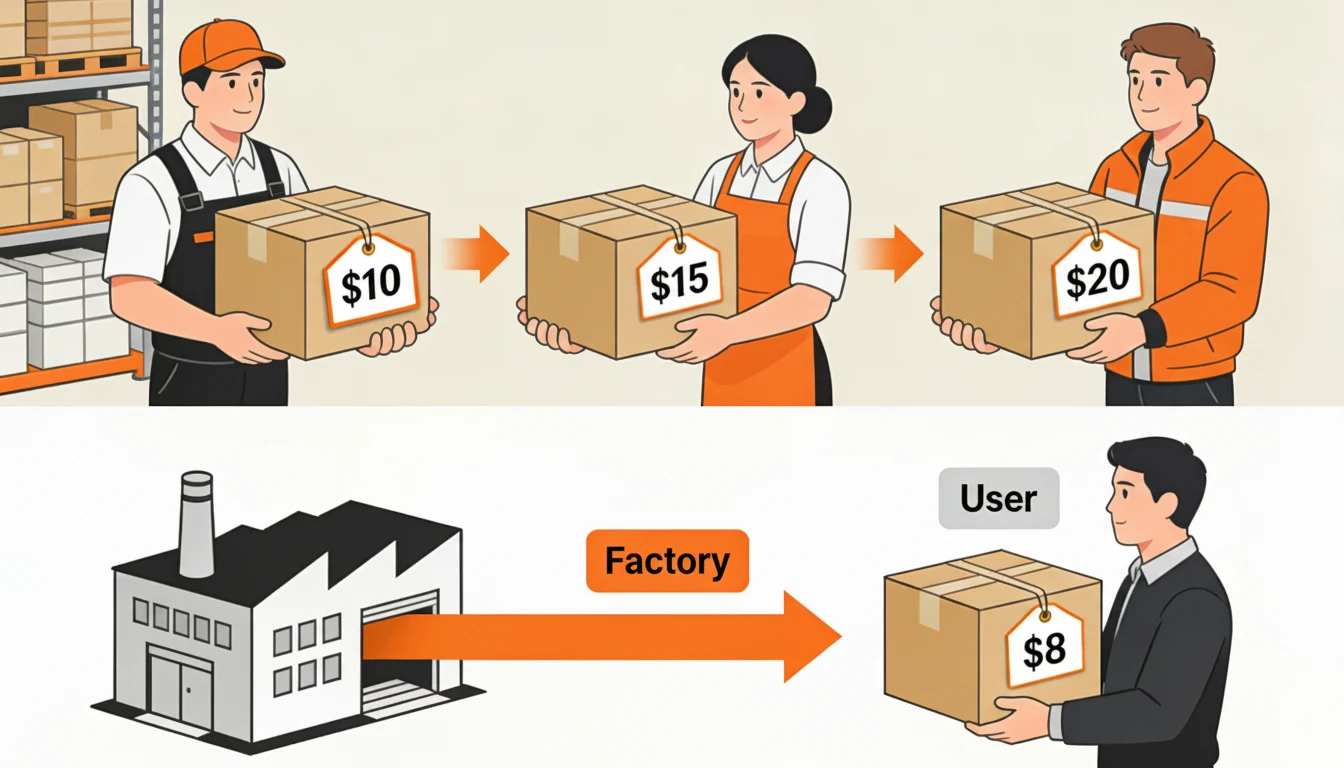 Dropioneer eliminates middlemen and their markups.