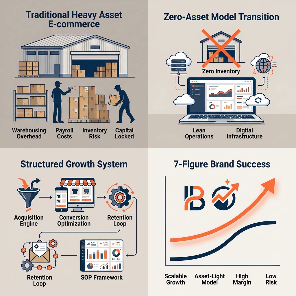 zero-asset-scaling-playbook-7-figure-brand-without-warehouse-vector