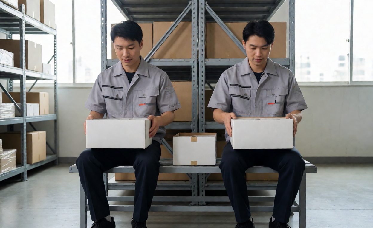 Workers picking units into cartons for wholesale orders at a pack bench