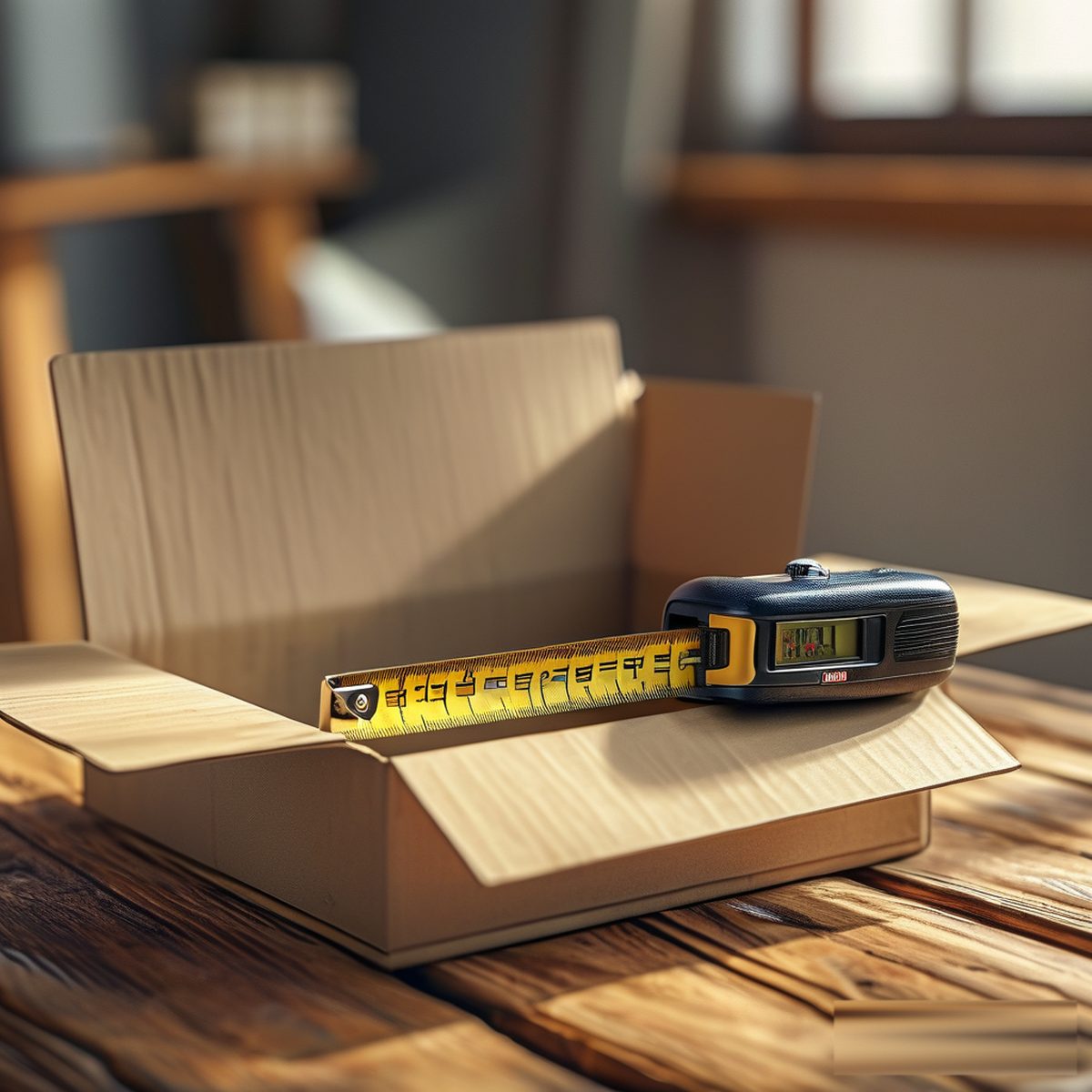 How to Measure Box Sizes for Shipping: Dim Weight, Inside vs Outside Dims Tape measure measuring the internal length of an open shipping box
